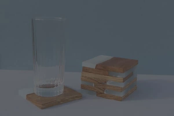 dessous de verre bois r&eacute;sine effet glace